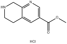 5,6,7,8-四氢-1,7-萘啶-3-羧酸甲酯盐酸盐, 1253792-57-2, 结构式