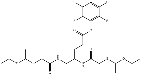 4,5-DI-[S-(1-ETHOXYETHYL)-MERCAPTOACETAMIDO]-PENTANOIC ACID-2,3,5,6-TETRAFLUOROPHENYL ESTER 结构式