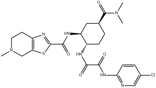 N-(5-クロロ-2-ピリジル)-N'-[(1S,2S,4S)-4-(ジメチルカルバモイル)-2-[(5-メチル-6,7-ジヒドロ-4H-チアゾロ[5,4-C]ピリジン-2-カルボニル)アミノ]シクロヘキシル]オキサミド price.
