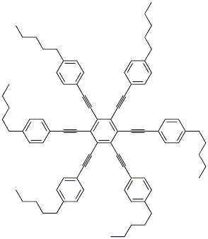 1,2,3,4,5,6-hexakis[2-(4-pentylphenyl)ethynyl]benzene Struktur