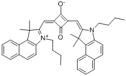 1-(1,1-Dimethyl-3-butyl-1H-benzoeindol-2-ylidenemethyl)-3-(1,1-dimethyl-3-butyl-1H-benzoeindolium-2-yl-methylene)-cyclobuten-2-one-4-olate,125597-36-6,结构式