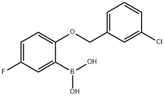 {2-[(3-chlorophenyl)Methoxy]-5-fluorophenyl}boronic acid 结构式