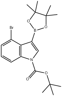 tert-Butyl 4-bromo-3-(4,4,5,5-tetramethyl-1,3,2-dioxaborolan-2-yl)-1H-indole-1-carboxylate Structure