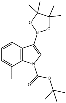 1-BOC-7-メチルインドール-3-ボロン酸ピナコールエステル 化学構造式