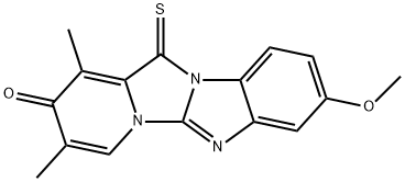 8-Methoxy-1,3-dimethyl-12-thioxo-pyrido[123,4]imidazo[1,2-a]benzimidazol-2-(12H)-one Structure