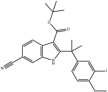 tert-butyl 6-cyano-2-(2-(4-ethyl-3-iodophenyl)propan-2-yl)-1H-indole-3-carboxylate