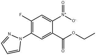 2-硝基-4-氟-5-(1-吡唑基)苯甲酸乙酯, 1256633-41-6, 结构式