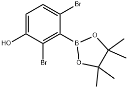 2,4-Dibromo-3-(4,4,5,5-tetramethyl-1,3,2-dioxaborolan-2-yl)phenol 化学構造式