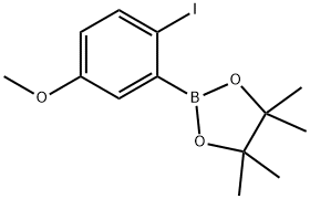 2-(2-Iodo-5-methoxyphenyl)-4,4,5,5-tetramethyl-1,3,2-dioxaborolane, 1256781-69-7, 结构式