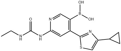 4-(4-cyclopropylthiazol-2-yl)-6-(3-ethylureido)pyridin-3-ylboronic acid 结构式