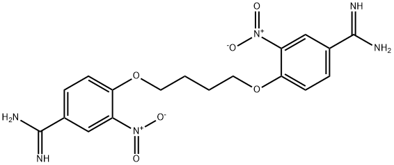 4-[4-(4-carbamimidoyl-2-nitro-phenoxy)butoxy]-3-nitro-benzenecarboximi damide 化学構造式