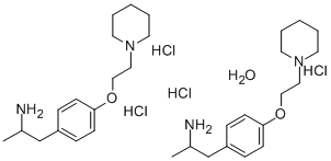 Benzeneethanamine, alpha-methyl-4-(2-(1-piperidinyl)ethoxy)-, dihydroc hloride, hydrate (2:4:1),126002-30-0,结构式