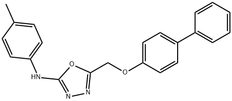 5-(((1,1'-Biphenyl)-4-yloxy)methyl)-N-(4-methylphenyl)-1,3,4-oxadiazol-2-amine 结构式