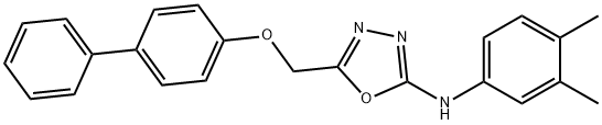 5-(((1,1'-Biphenyl)-4-yloxy)methyl)-N-(3,4-dimethylphenyl)-1,3,4-oxadiazol-2-amine,126006-86-8,结构式