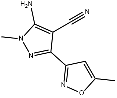 5-Amino-1-methyl-3-(5-methylisoxazol-3-yl)-1H-pyrazole-4-carbonitrile 结构式