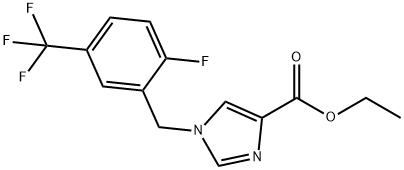 Ethyl 1-(2-fluoro-5-(trifluoromethyl)benzyl)-1H-imidazole-4-carboxylate 化学構造式