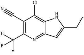 7-Chloro-2-ethyl-5-(trifluoromethyl)-1H-pyrrolo[3,2-b]pyridine-6-carbonitrile 结构式
