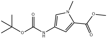 4-(TERT-ブトキシカルボニルアミノ)-1-メチル-1H-ピロール-2-カルボン酸メチル 化学構造式