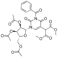 N3-benzoyl-2',3',5'-tri-O-acetyluridine-5-Malonic acid diMethyl ester Structure