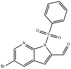 5-Bromo-1-(phenylsulfonyl)-1H-pyrrolo-[2,3-b]pyridine-2-carbaldehyde,1261365-67-6,结构式