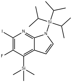5-Fluoro-6-iodo-1-(triisopropylsilyl)-4-(trimethylsilyl)-1H-pyrrolo[2,3-b]pyridine Structure