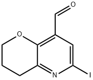 6-Iodo-3,4-dihydro-2H-pyrano[3,2-b]pyridine-8-carbaldehyde 结构式