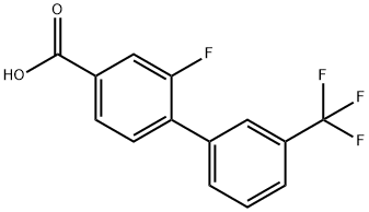 2-フルオロ-3'-(トリフルオロメチル)-[1,1'-ビフェニル]-4-カルボン酸 化学構造式