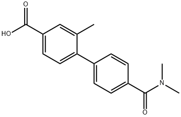 4'-(ジメチルカルバモイル)-2-メチル-[1,1'-ビフェニル]-4-カルボン酸 化学構造式