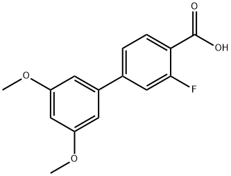 3-フルオロ-3',5'-ジメトキシ-[1,1'-ビフェニル]-4-カルボン酸 化学構造式