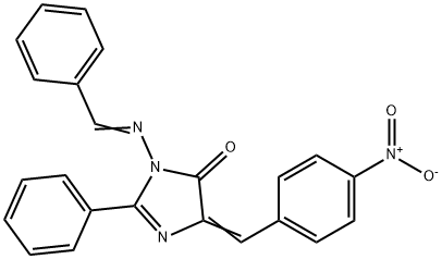 2-Imidazolin-5-one, 1-(benzylideneamino)-4-(p-nitrobenzylidene)-2-phen yl- Struktur