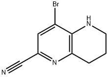 4-BROMO-5,6,7,8-TETRAHYDRO-[1,5]NAPHTHYRIDINE-2-CARBONITRILE,1263211-32-0,结构式