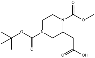 2-(4-(tert-butoxycarbonyl)-1-(Methoxycarbonyl)piperazin-2-yl)acetic acid 结构式