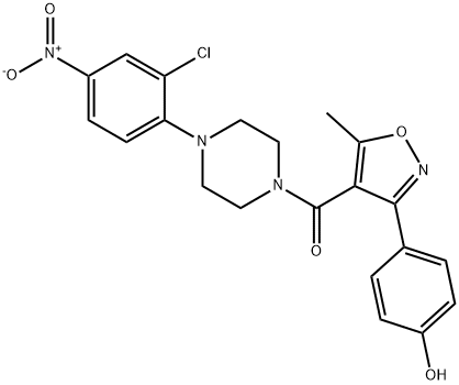 (4-(2-chloro-4-nitrophenyl)piperazin-1-yl)(3-(4-hydroxyphenyl)-5-Methylisoxazol-4-yl)Methanone 化学構造式
