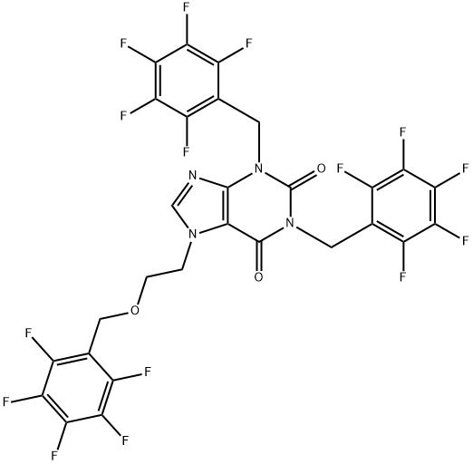 N1,N3-bis(pentafluorobenzyl)-N7-(2-(pentafluorobenzyloxy)ethyl)xanthine Structure
