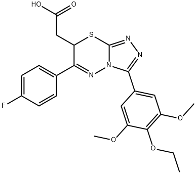 7H-1,2,4-Triazolo(3,4-b)(1,3,4)thiadiazine-7-acetic acid, 3-(3,5-dimet hoxyphenyl-4-ethoxyphenyl)-6-(4-fluorophenyl)- Structure