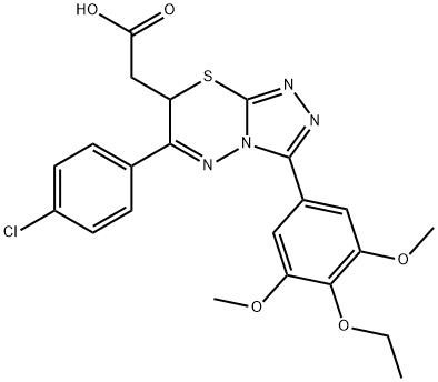 2-[3-(4-chlorophenyl)-9-(4-ethoxy-3,5-dimethoxy-phenyl)-5-thia-1,2,7,8 -tetrazabicyclo[4.3.0]nona-2,6,8-trien-4-yl]acetic acid 结构式