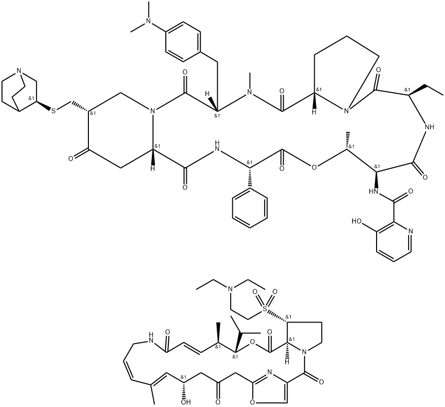 キヌプリスチン・ダルホプリスチン 化学構造式