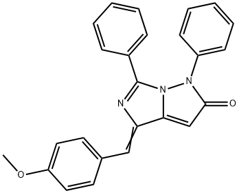 1H-Imidazo[1,5-b]pyrazol-2(4H)-one,  4-[(4-methoxyphenyl)methylene]-1,6-diphenyl-,126630-34-0,结构式