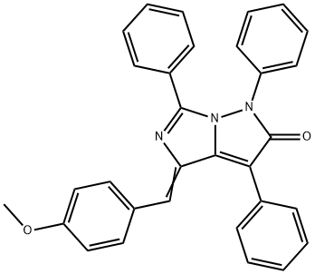1H-Imidazo[1,5-b]pyrazol-2(4H)-one,  4-[(4-methoxyphenyl)methylene]-1,3,6-triphenyl-,126630-37-3,结构式