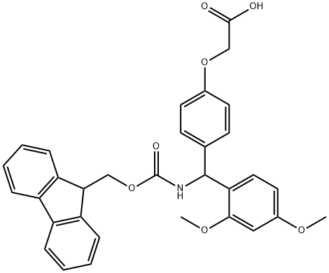 4-[(2,4-二甲氧基苯基)(FMOC-氨基)甲基]苯氧乙酸,126828-35-1,结构式