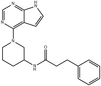 Benzenepropanamide, N-[1-(7H-pyrrolo[2,3-d]pyrimidin-4-yl)-3-piperidinyl]- Struktur