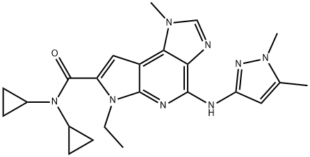 N,N-ジシクロプロピル-6-エチル-1-メチル-4-[(1,5-ジメチル-1H-ピラゾール-3-イル)アミノ]-1,6-ジヒドロ-1,3,5,6-テトラアザ-as-インダセン-7-カルボアミド price.