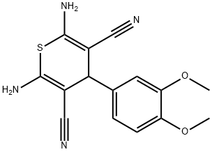 2,6-diamino-4-(3,4-dimethoxyphenyl)-4H-thiopyran-3,5-dicarbonitrile Structure