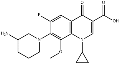 7-(3-amino-1-piperidyl)-1-cyclopropyl-6-fluoro-8-methoxy-4-oxo-quinoli ne-3-carboxylic acid Structure