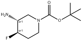 (3r,4r)-rel-3-amino-1-boc-4-fluoropiperidine Struktur