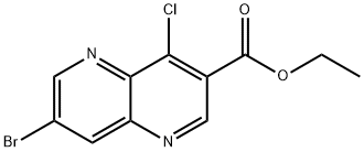 ethyl 7-bromo-4-chloro-1,5-naphthyridine-3-carboxylate Struktur