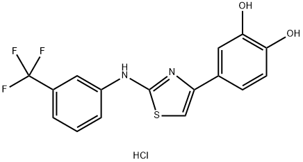 4-(3,4-dihydroxyphenyl)-2-[3-(trifluoromethyl)anilino]-1,3-thiazol-3-ium chloride Structure