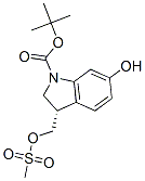 tert-butyl (3S)-6-hydroxy-3-(methylsulfonyloxymethyl)-2,3-dihydroindol e-1-carboxylate 化学構造式