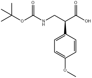 (S)-3-tert-Butoxycarbonylamino-2-(4-methoxy-phenyl)-propionic 化学構造式