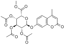 4-Methylumbelliferyl2,3,4-tri-O-acetyl-a-L-idopyranosiduronicacidmethylester 化学構造式